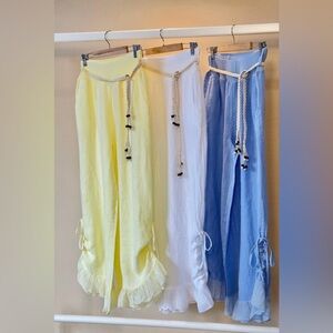 ITALIAN 🇮🇹 100% LINEN Elegant Women's Pants with Rope Belt